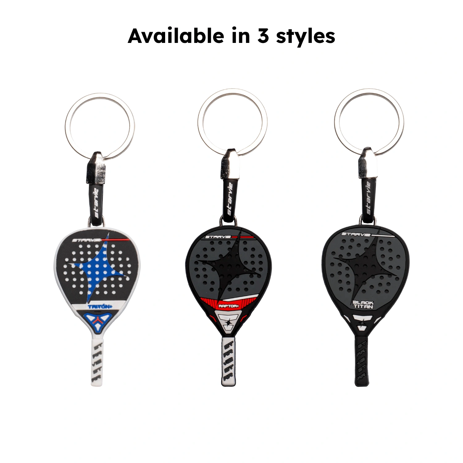Starvie Padel Racket Keyring, Black Titan, , large image number null